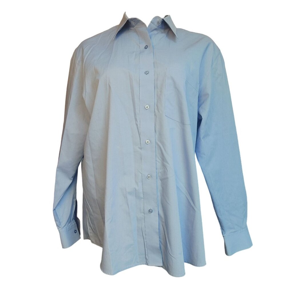 Foxcraft Women's Light Blue Wrinkle-Free Classic Fit Button Down Dress Shirt 18